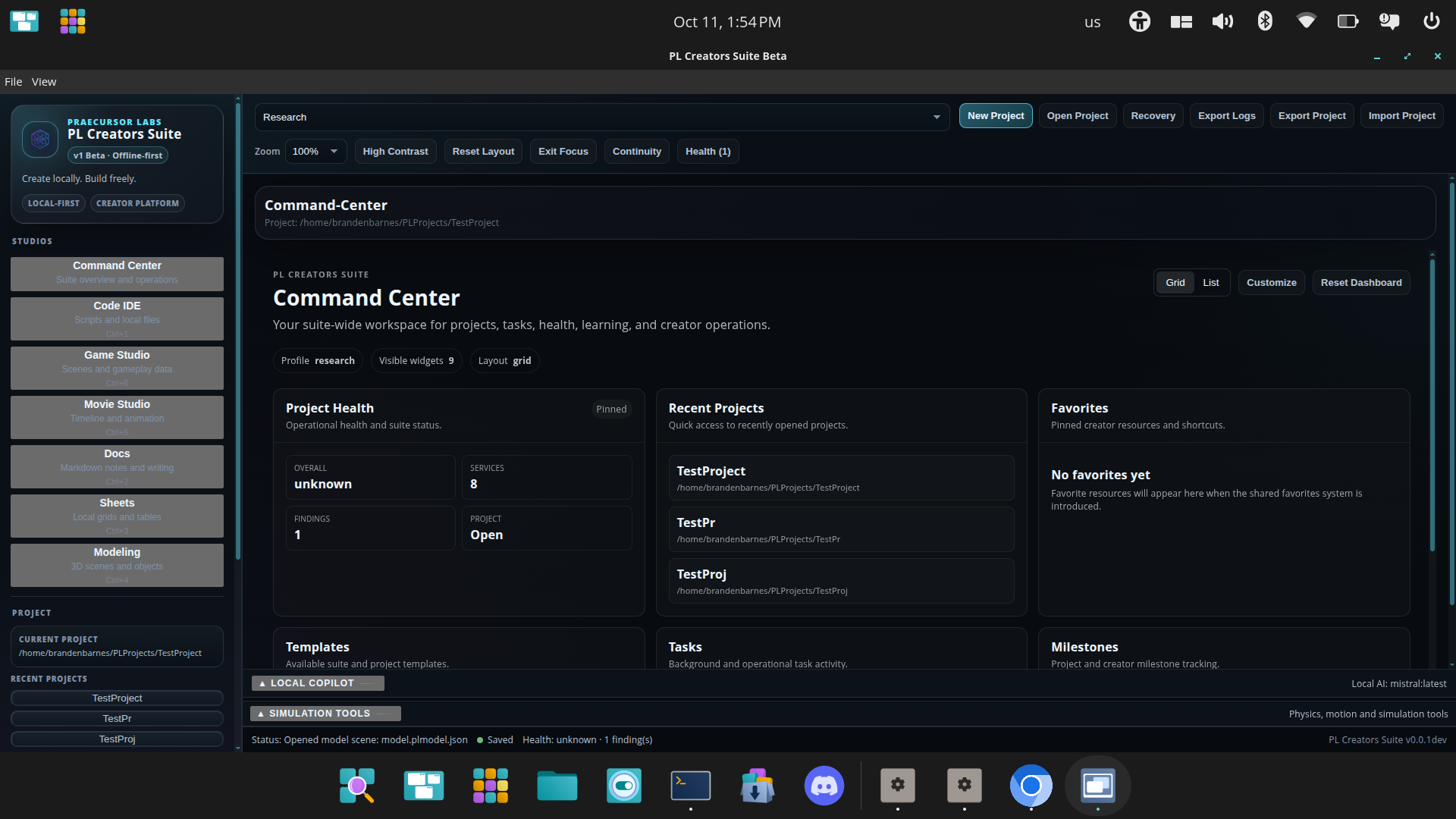 PL Creators Suite Command Center dashboard