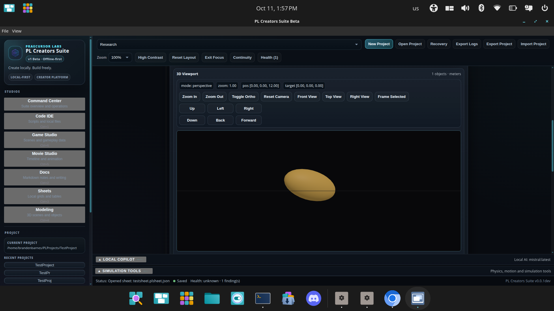 Modeling slice with a 3D object in the viewport